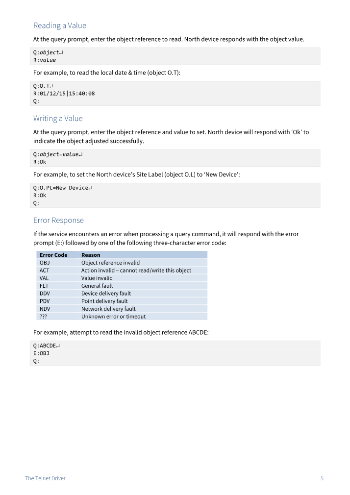 Preview thumbnail of page 5 of the Telnet Driver Manual PDF document.